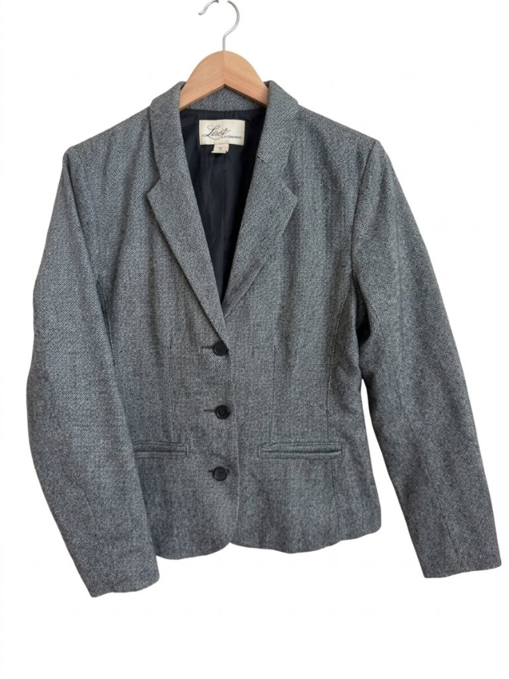 Levi's Wool Blend Herringbone Equestrian Blazer Womens L Gray Peplum Jacket